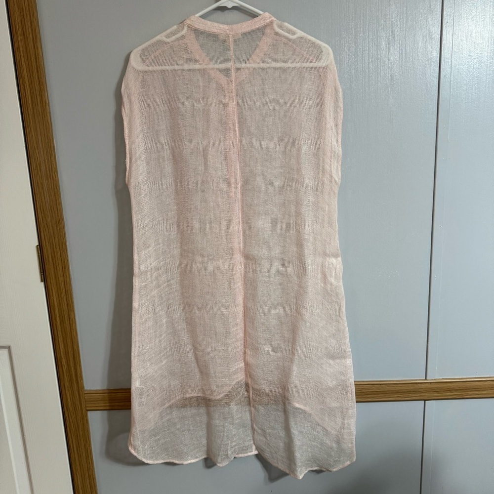 Eileen Fisher Light Pink Linen Blend Sheer Swimsuit Coverup Top Size Medium - Picture 8 of 9